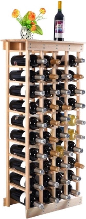 Scaffale per vino in legno massello, contenitore per bottiglie, supporto per vino per 40 bottiglie, contenitore per bottiglie di vino, sostegno per vino per cucina, sala da pranzo, bar e cantina del vino