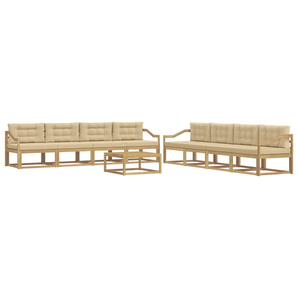 Set di divani da esterno 9 pcs Bianco e Beige 79 x 79 x 37 cm 3386252