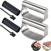 Strumento per l'aglio - Strumento per l'aglio per la cucina con set di spazzole da pulizia - Utensile di silicone per affettare l'aglio - Affettatrice di aglio - Accessori da cucina