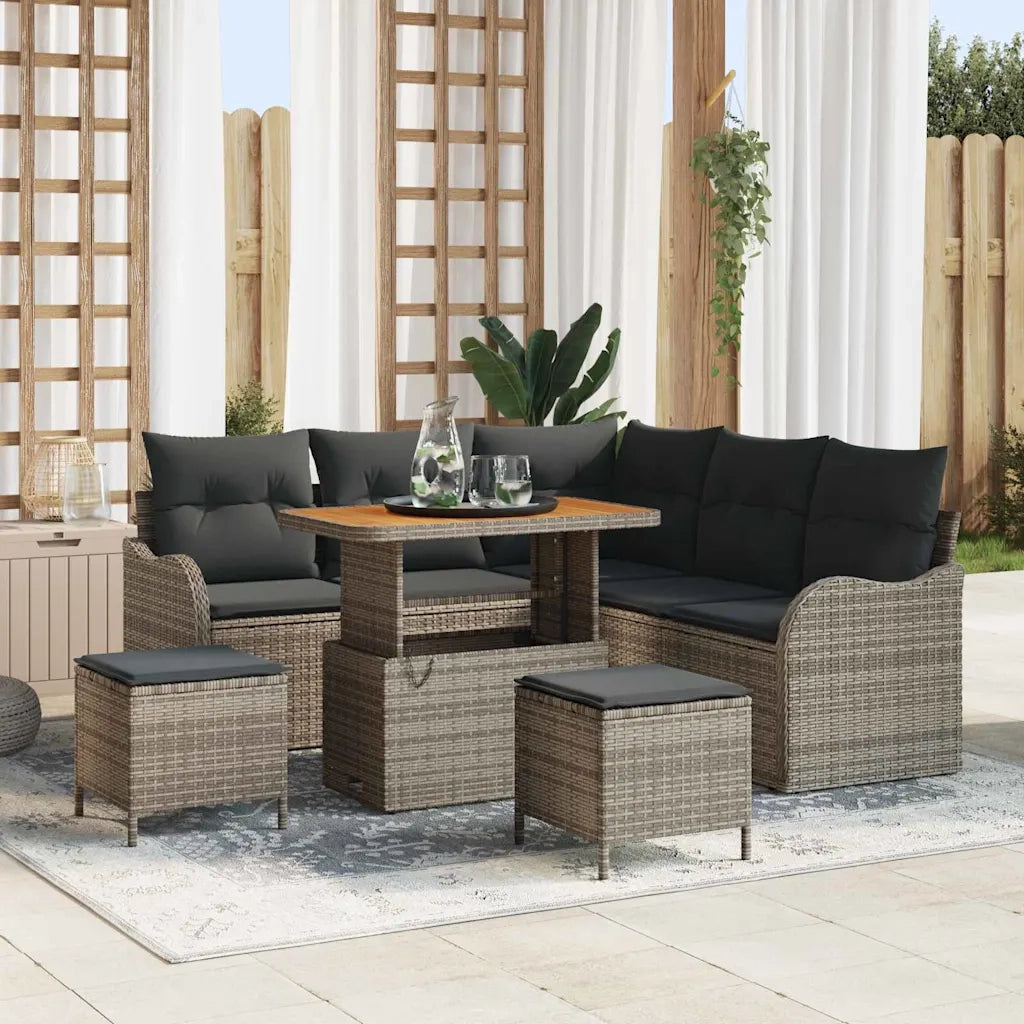 Set Divano da Giardino con cuscino 8 pcs Grigio polyrattan 3362268