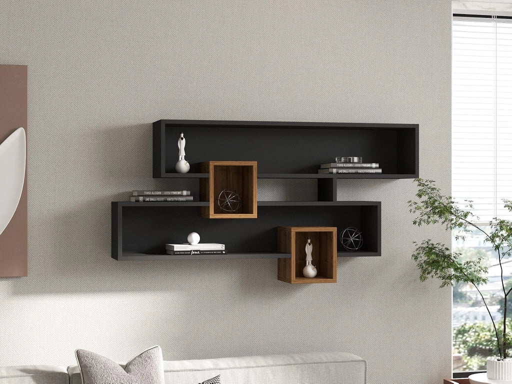 Mensola da parete in legno "Karen" - 120 x 22 x 75 cm - NoceAntracite