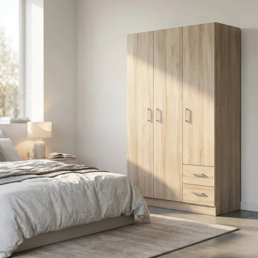 Armadio con 3 ante 2 cassetti in Legno Composito cm 120x52x190 - JOEY