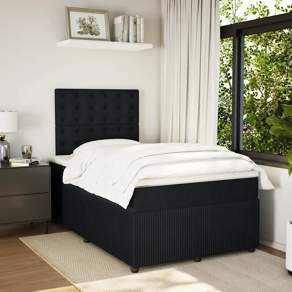 Giroletto a Molle con Materasso Nero 120x190 cm in Velluto 3292300