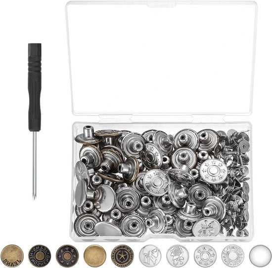 55 jeansknopen metallici 17 mm - Flessibilità di cintura regolabile per pantaloni senza cucitura