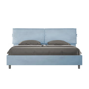 BS COM Letto matrimoniale king size senza rete imbottito 200x210 microfibra azzurro