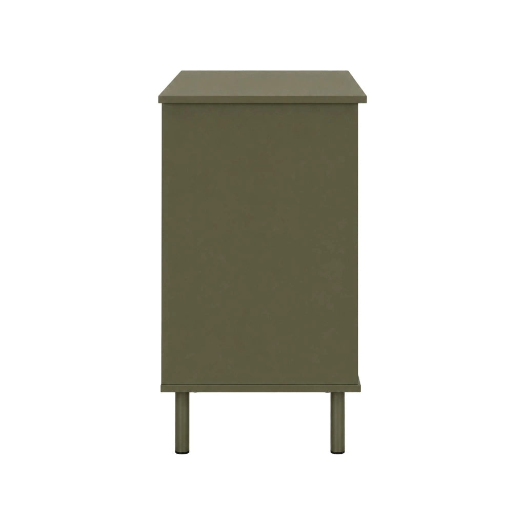 Scrivania decorata in legno e metallo 1 cassetto 1 anta, verde kaki