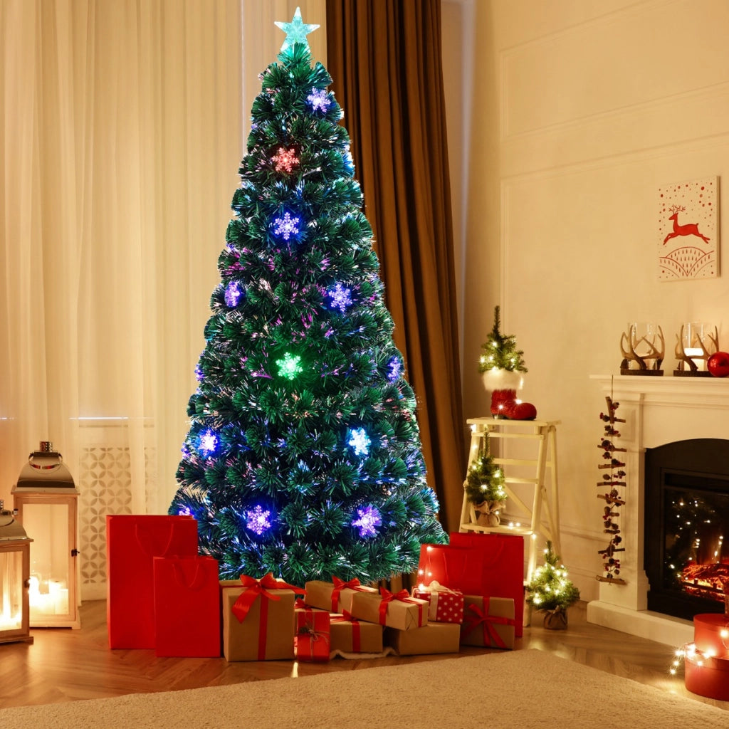 180cm Albero di natale illuminato con 28 led Albero di abete artificiale con fibra ottica cambia colore-Alberi di Natale
