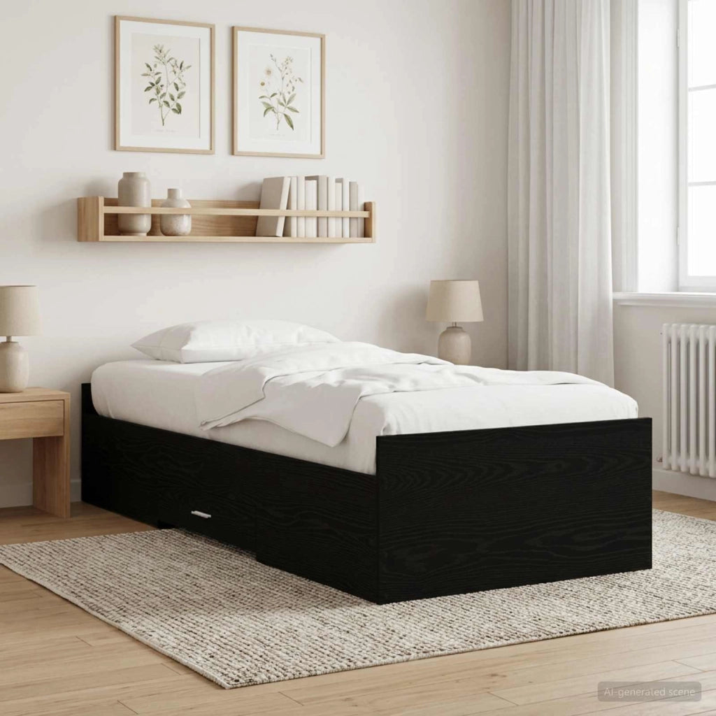 Telaio del letto con storage Rovere Nero 80 x 200 cm 3429507