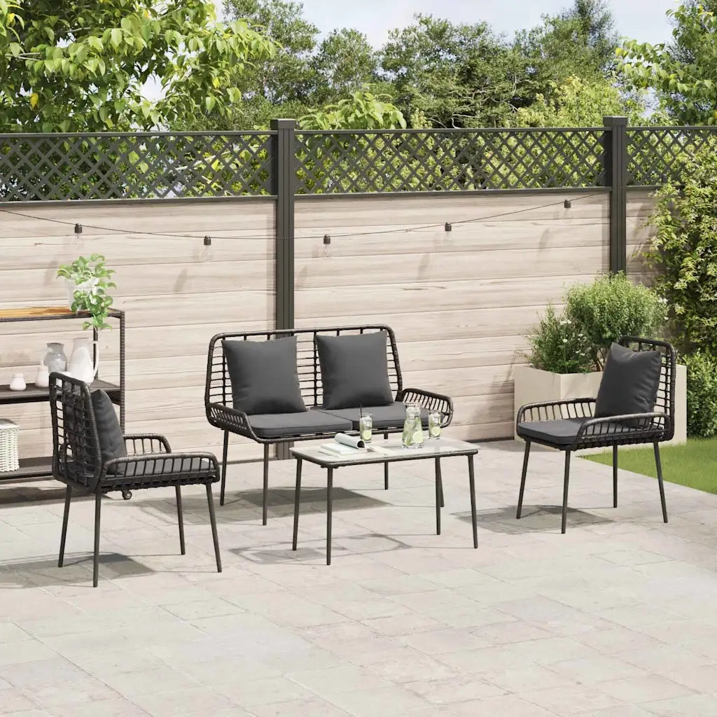 Set di Mobili da Giardino 4 pcs Nero e Crema polyrattan 3379042