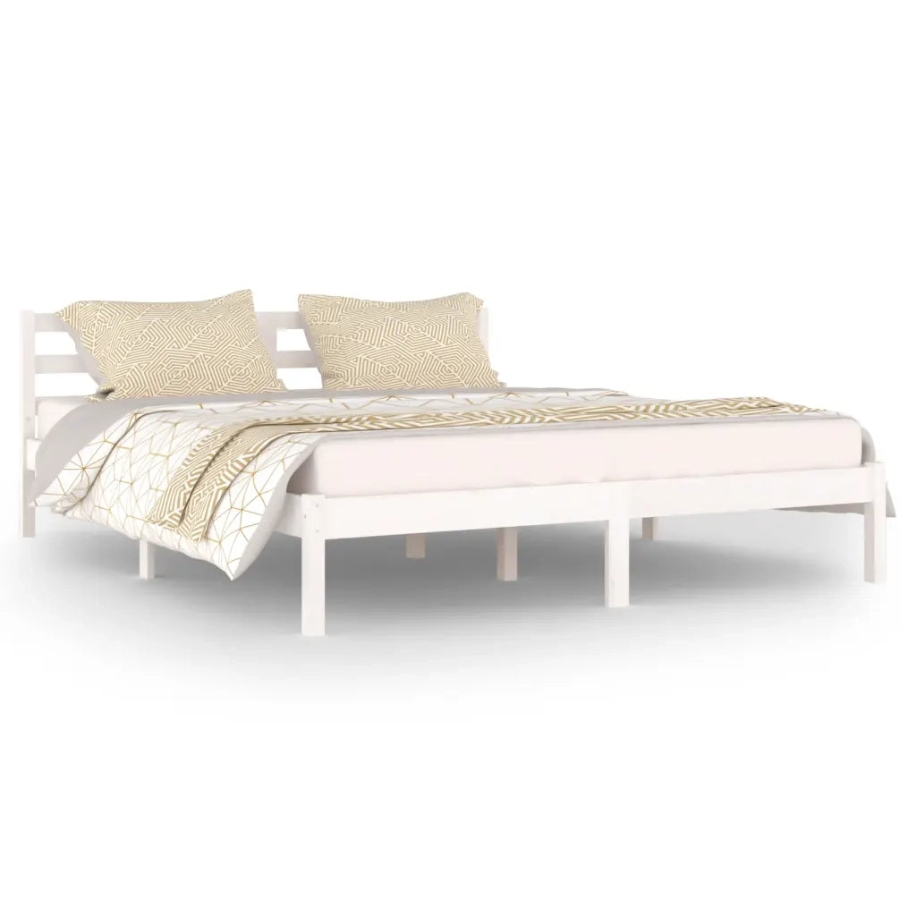 Giroletto in Legno Massello di Pino 160x200 cm Bianco 810441