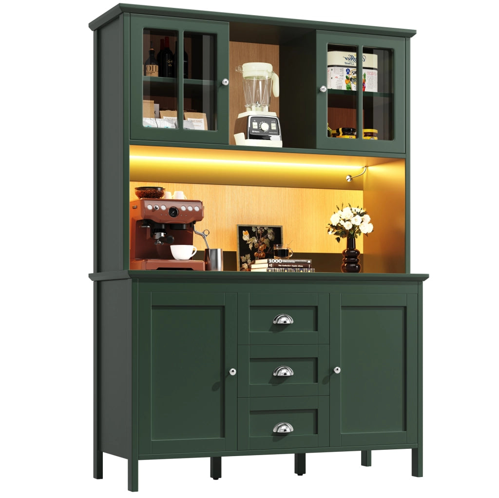 Credenza cucina 120x40x179 cm con luci LED; MDF; verde
