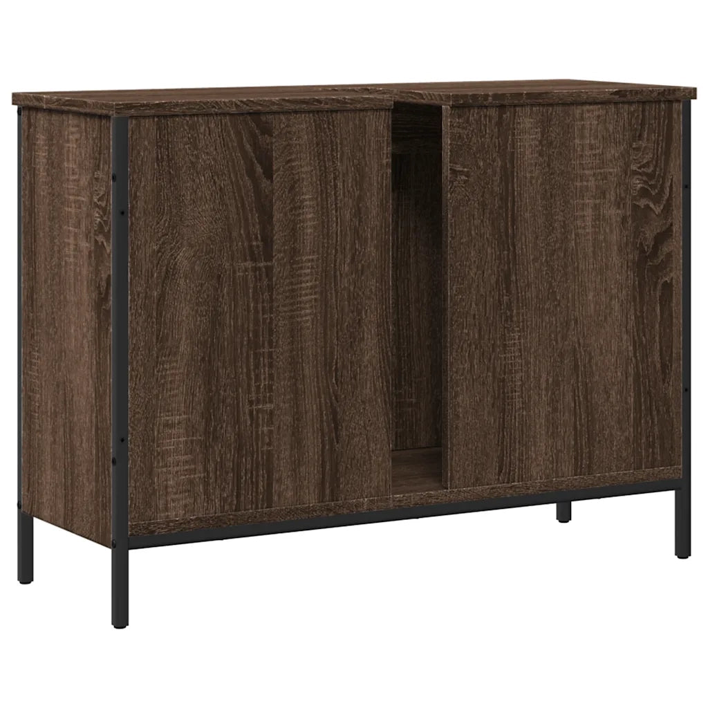 Mobile bagno dal design moderno e salvaspazio 80 x 30 x 60 cm in legno di rovere ingegnerizzato marrone 02_0049450