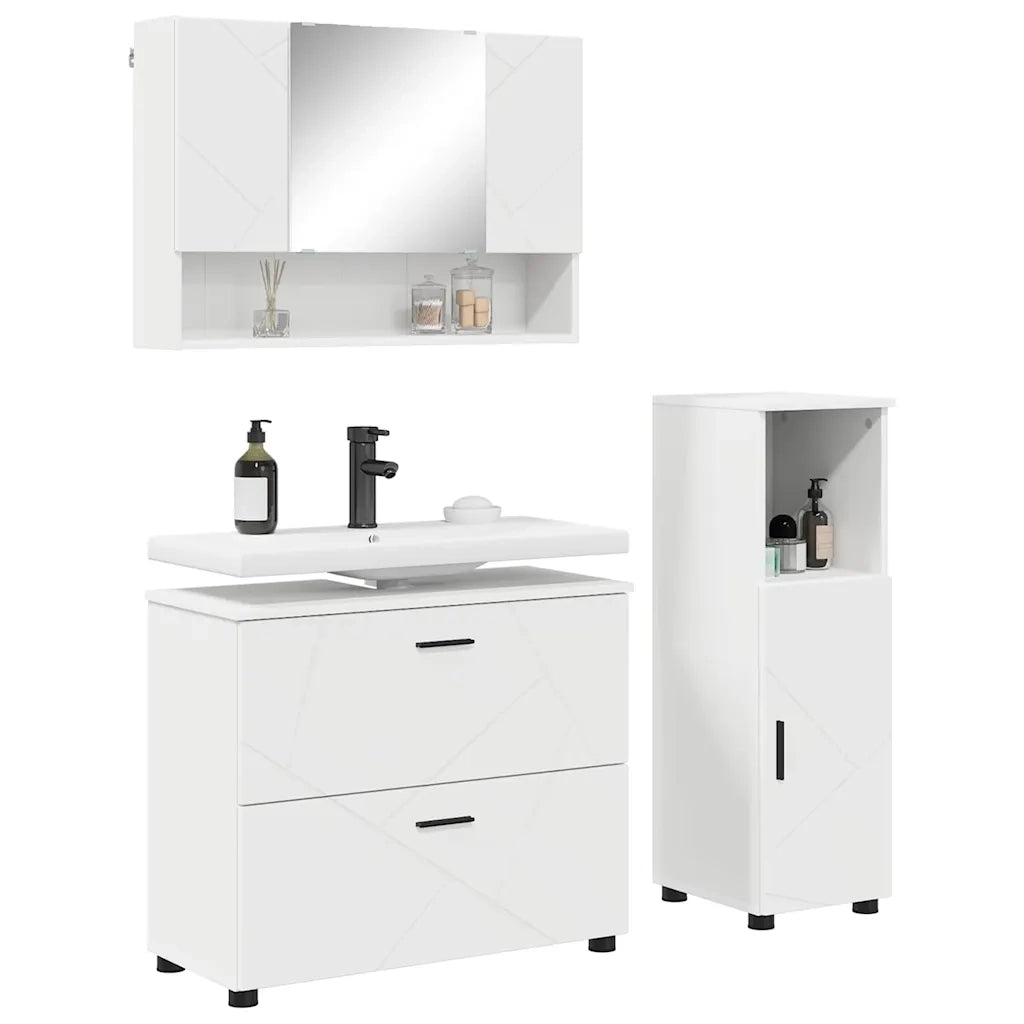 Set di mobili per il bagno con cassetto con porta 3 pcs Bianco 3393023