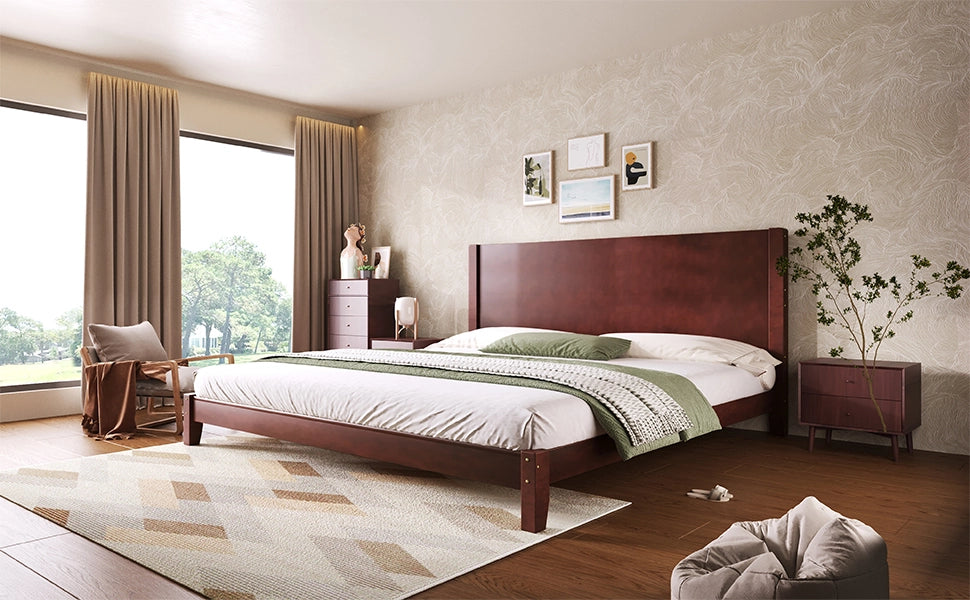 Letto matrimoniale 180 × 200 cm con testiera e supporto a doghe, senza materasso, in MDF e legno, marrone