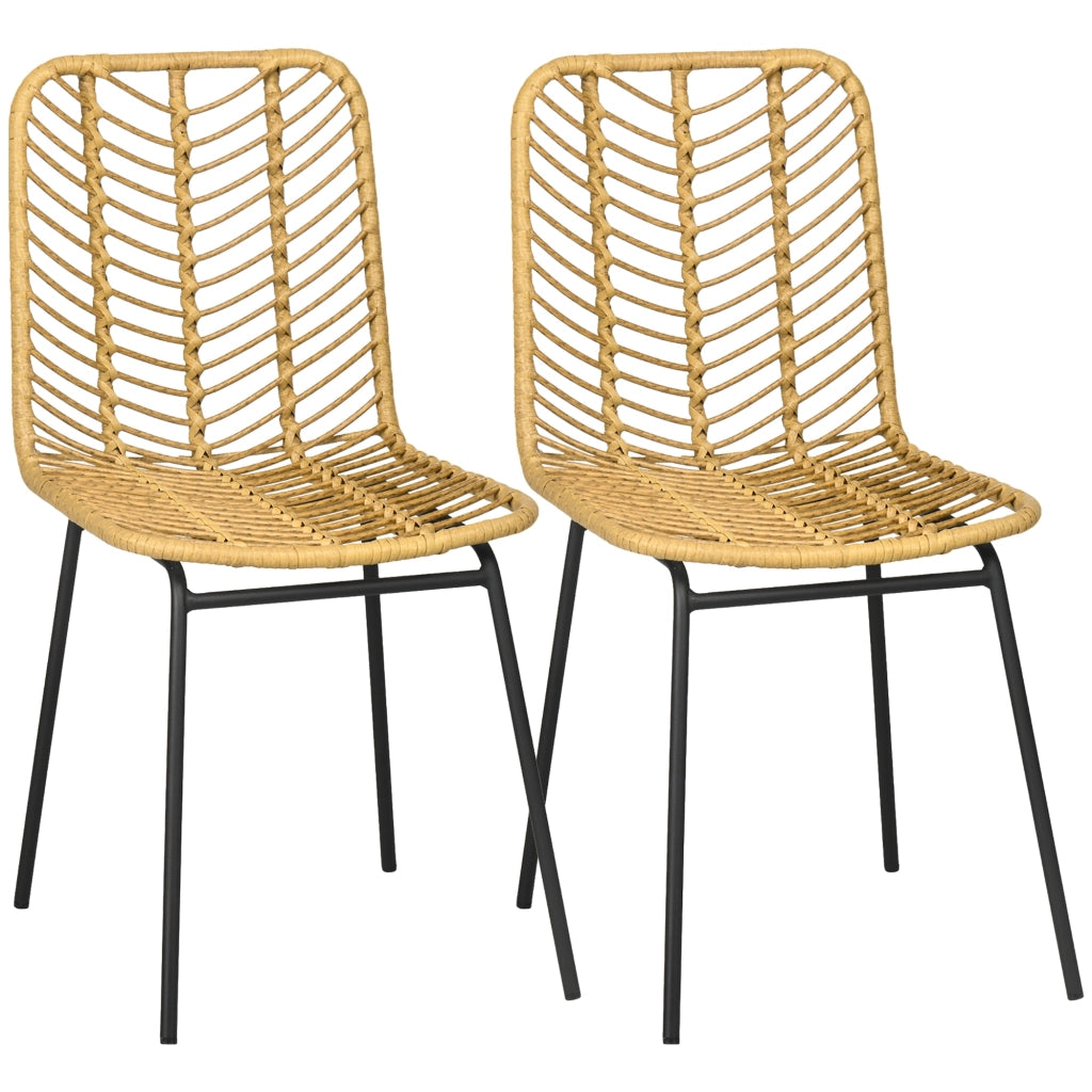 Sedia da pranzo design ¨C zephmum ¨C giallo, metallo e rattan 44x58x85