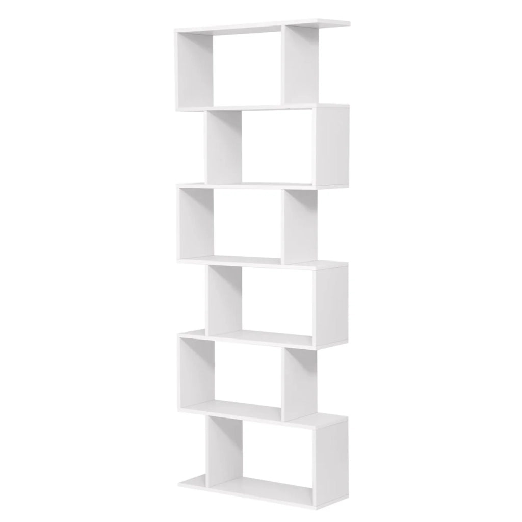 Libreria moderna a 6 ripiani divisorio per soggiorno camera da letto ufficio bianco 12_0004218