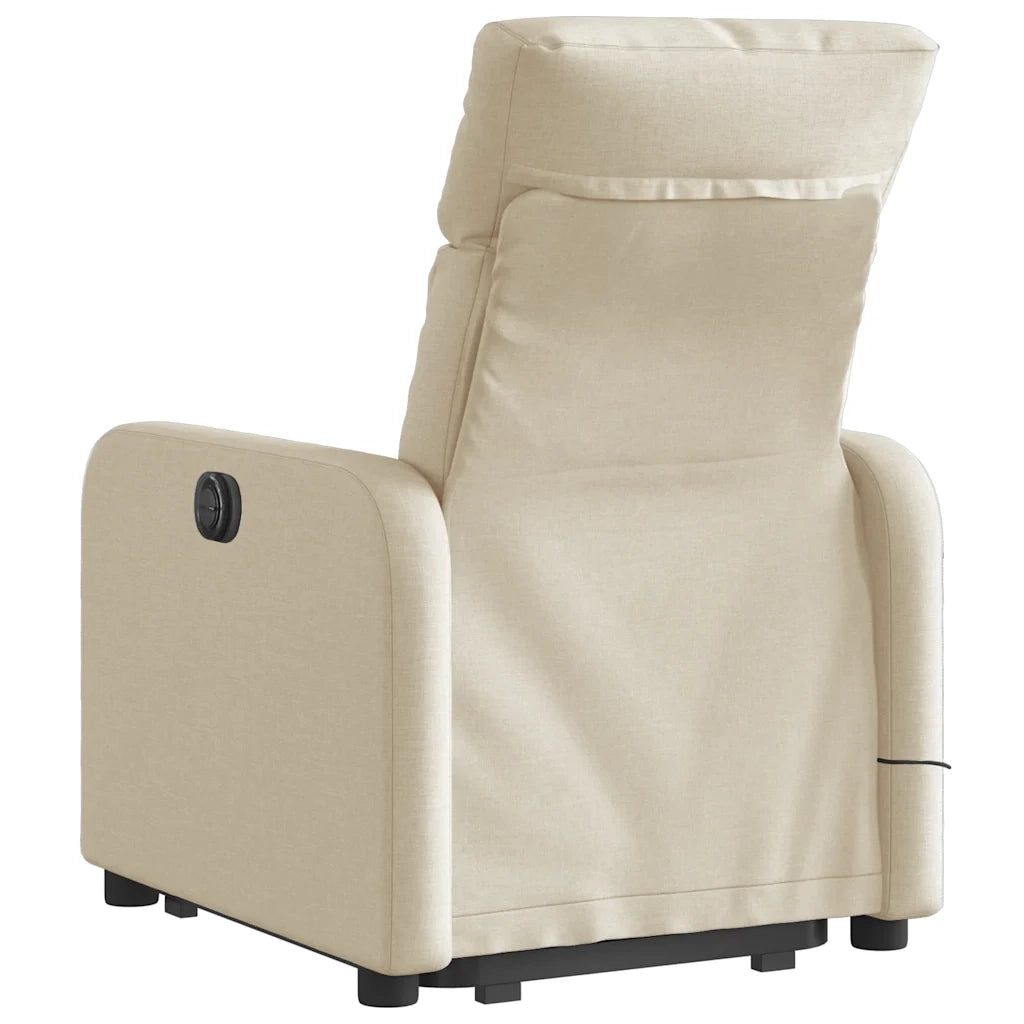 Poltrona Alzapersona Massaggiante | Sedia Relax Reclinabile Crema in Tessuto