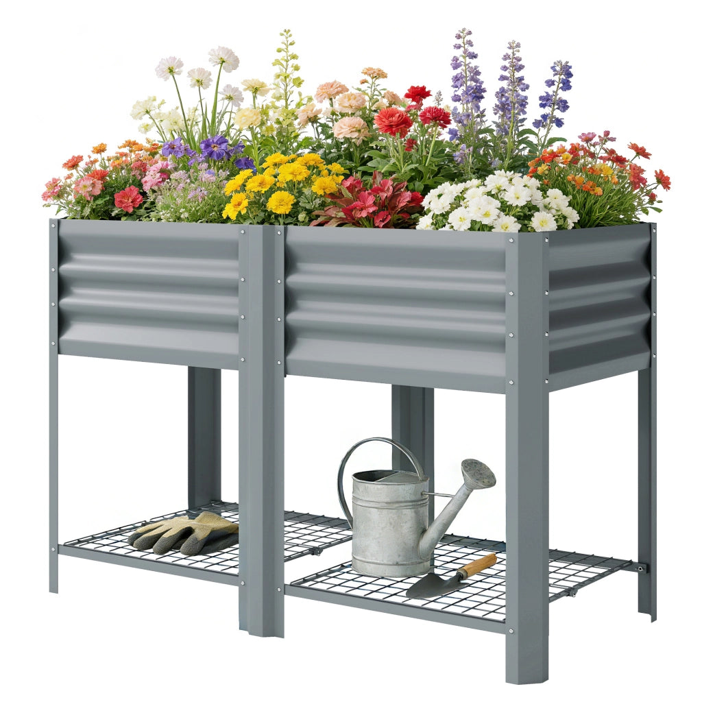 Tavolo da Coltivazione Urbano con Ripiano Inferiore ¨C Zephmum ¨C Grigio 120x55x80 cm