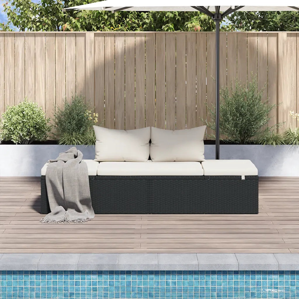 Lettino da Giardino Nero 195x60 cm in Polyrattan 43953