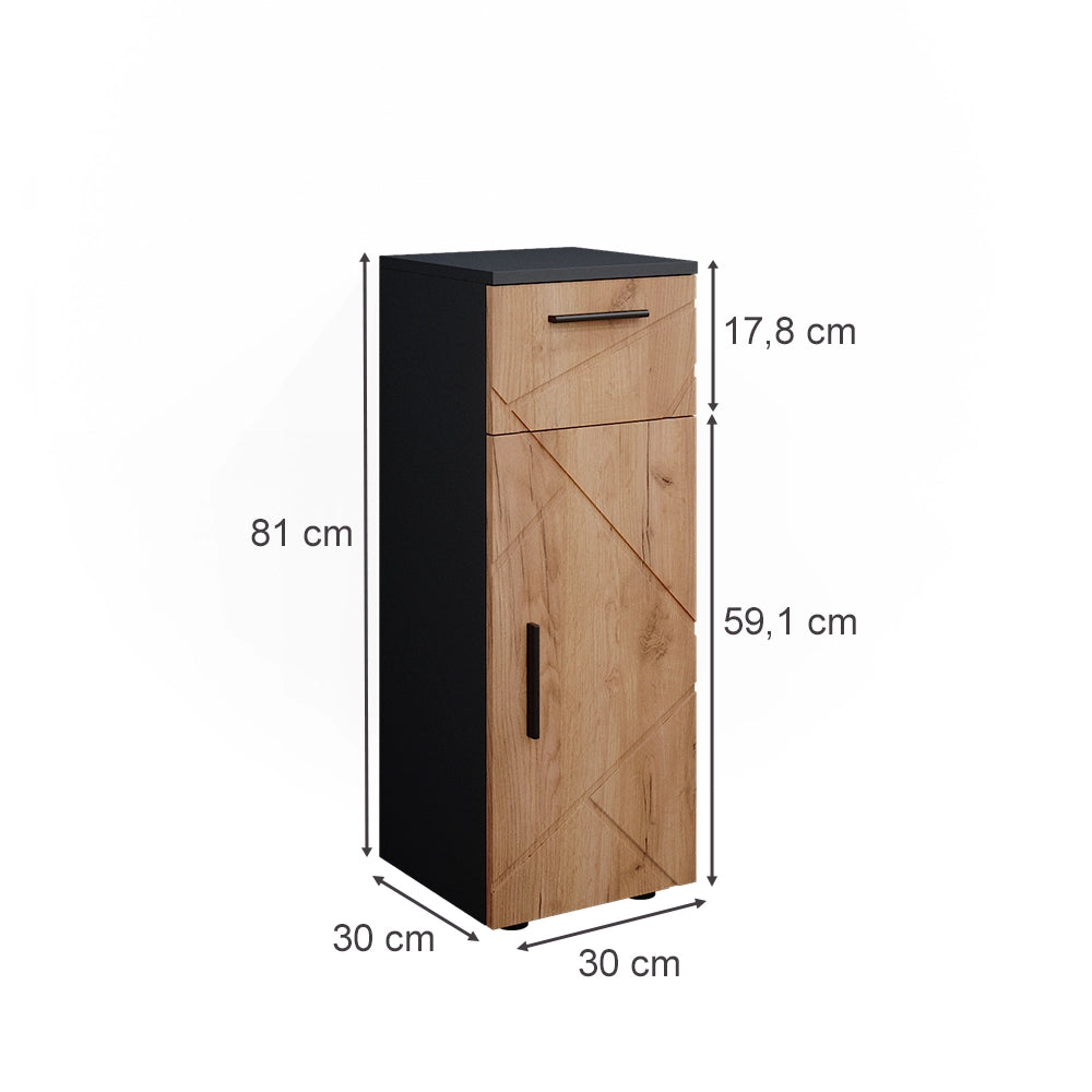 Mobiletto bagno Irma Rovere dorato/Antracite 30 x 81 cm Vicco