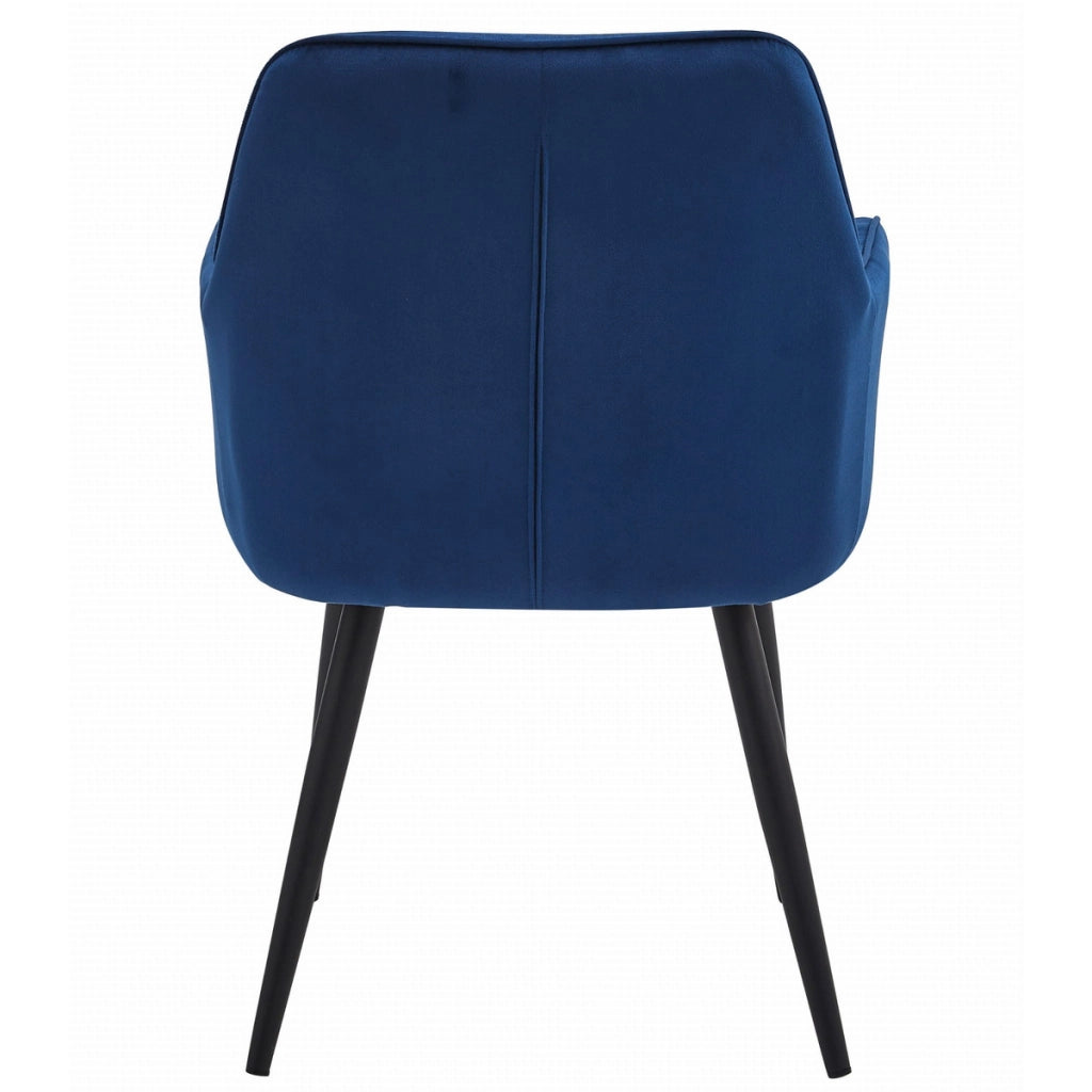Sedia Jork in Velluto Blu Notte con Gambe Nere