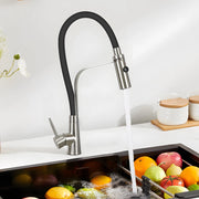 ZMH Rubinetto da cucina nero Rubinetti con doccetta da cucina girevole a 360°