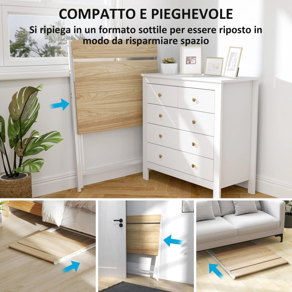 Scrivania Pieghevole con Ripiano per Monitor ¨C Zephmum ¨C Legno e Bianco 81.5x62x86.5 cm