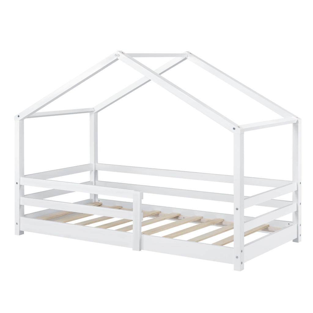 Letto per Cameretta Knätten a Casetta 90 x 200 cm con Sponde - Bianco [en.casa]