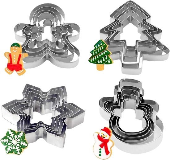 Set di 20 forme di stuzzo a forma di stella per biscotti di Natale, come biscotti di zenzero, fiocchi di neve e alberi di Natale