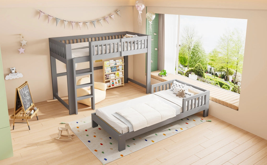 letto modulare in legno grigio 104 x 215 cm