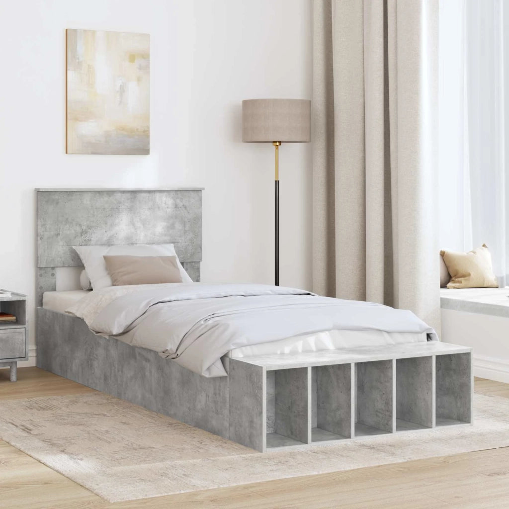 Struttura del letto con lo scaffale Grigio cemento 90 x 200 cm