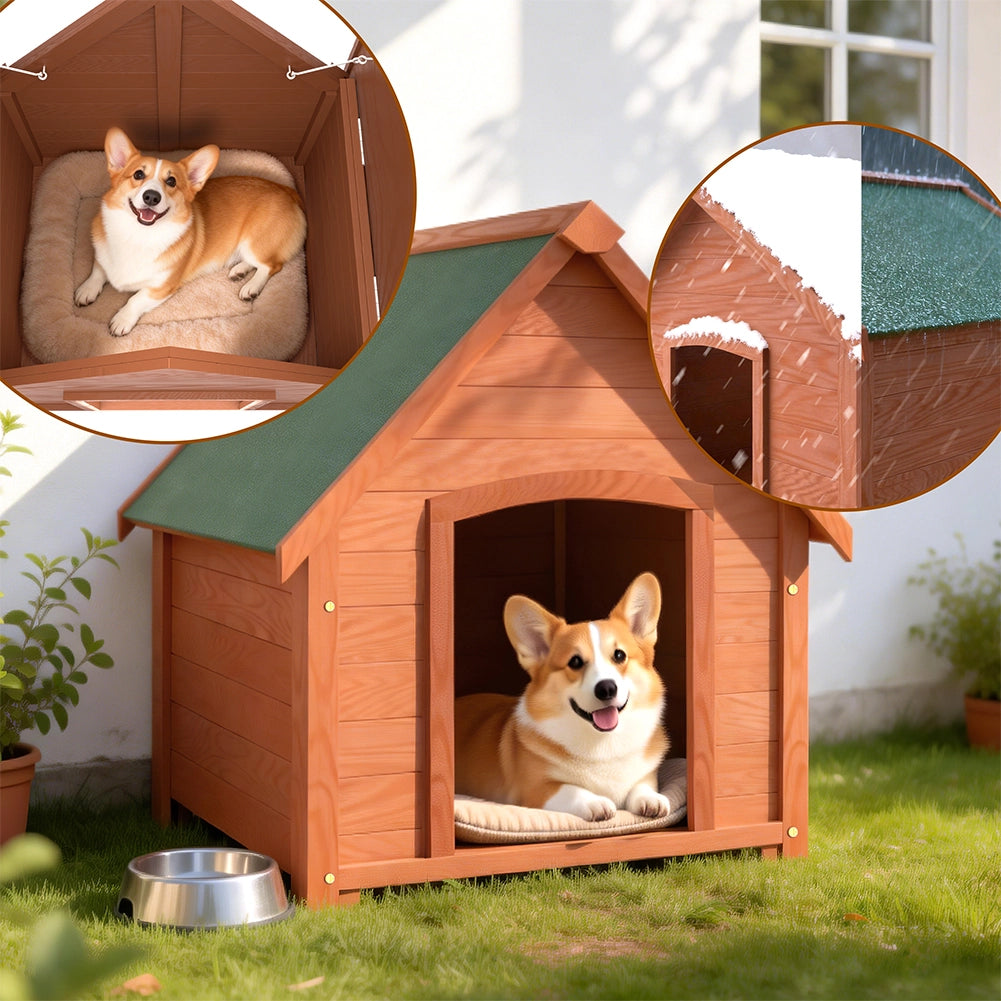 Cuccia per Cani da Esterno 71x62,5x85cm con Tetto Apribile in Legno di Cipresso