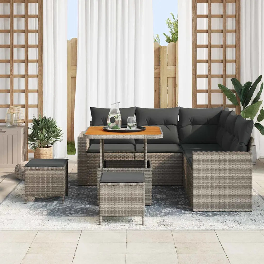Set Divano da Giardino 8 pcs Grigio polyrattan 3361613