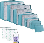 Organizzatore di valigia - 10 pezzi - Blu chiaro