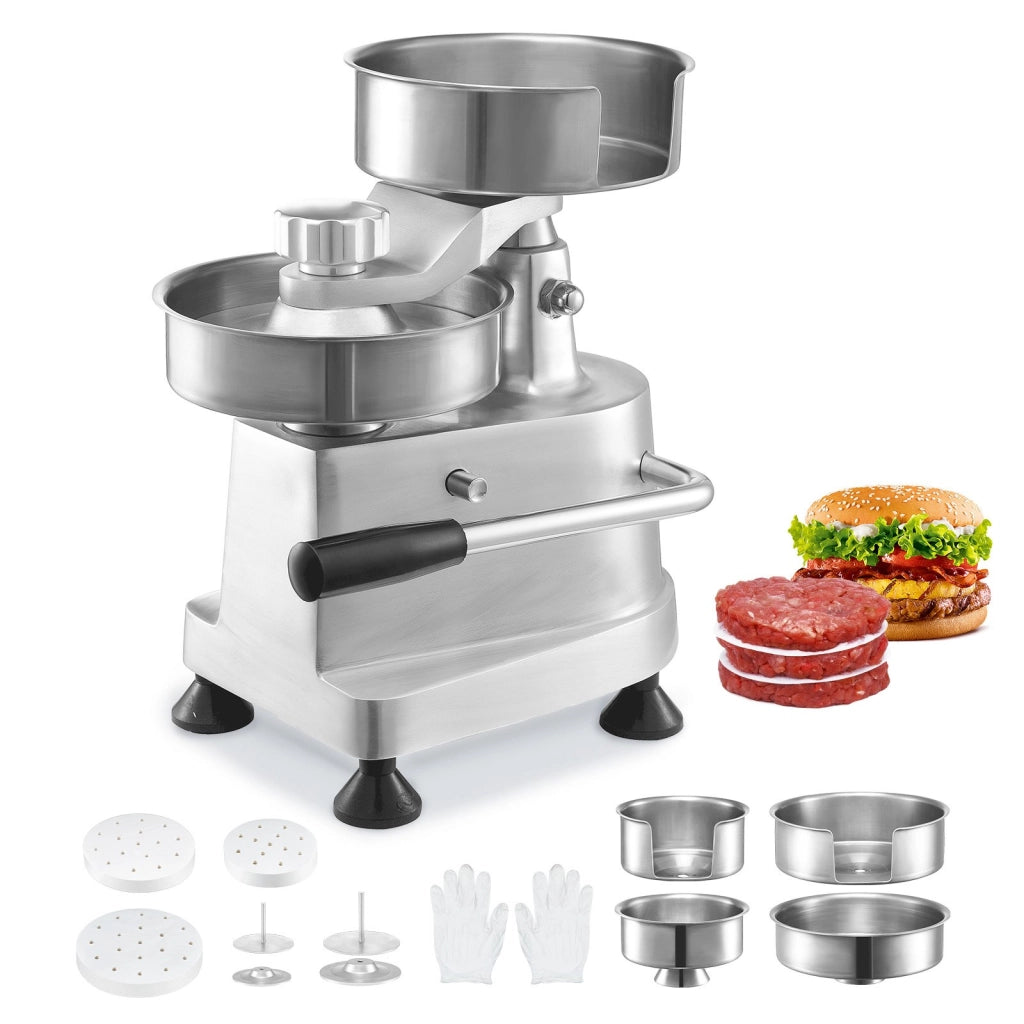 Pressa per Hamburger Manuale in Acciaio Inox SUS304 con 3 Stampi 4 5 6 Pollici e 1500 Carte Macchina Formatrice Carne Robusta JKH100130150
