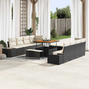 Set Divano da Giardino Nero 264 x 62 x 85 cm Poly Rattan