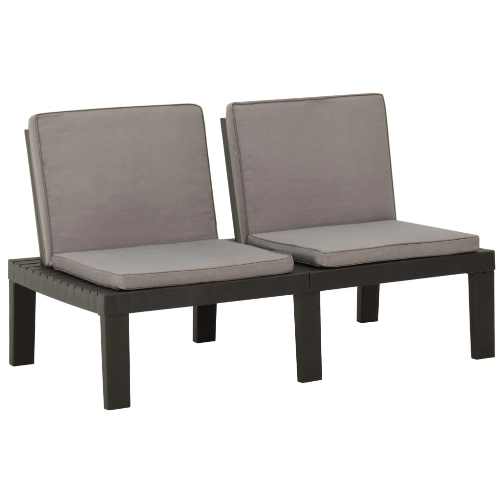 Panca da giardino mobili da esterno per patio set da giardino con cuscino in plastica grigia 02_0011813