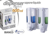Dispenser sapone da parete doppio 600 ml colore bianco