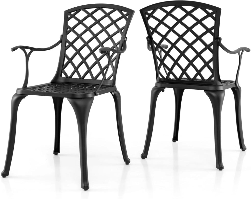 Set di 2 Sedie da Giardino, da Bistrò, in Alluminio Pressofuso, Sedie a Mosaico in Ferro con Schienali e Braccioli, da Giardino, Stile Anticato, Portata Fino a 110 kg