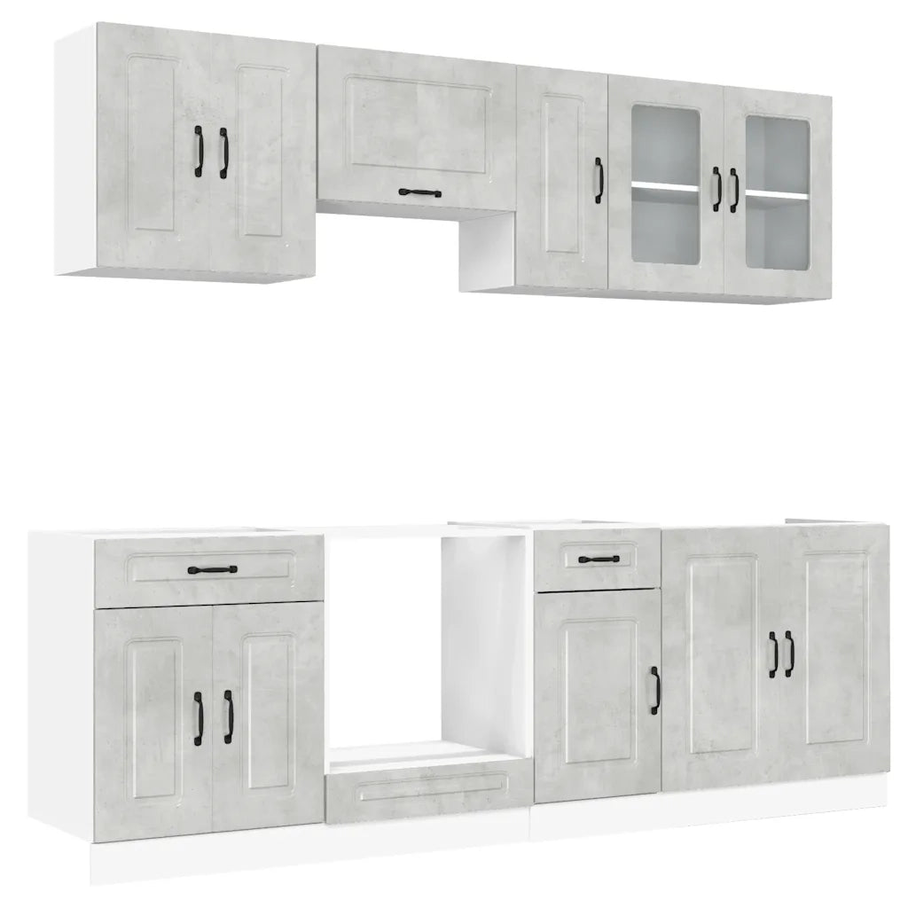 Set Mobili da Cucina 8 pz Kalmar Grigio Cemento in Truciolato 3314825