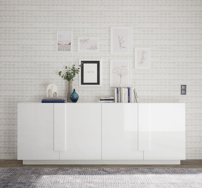 Madia Design Moderno 4 Ante Jupiter 241x44x90 cm Bianco laccato lucido