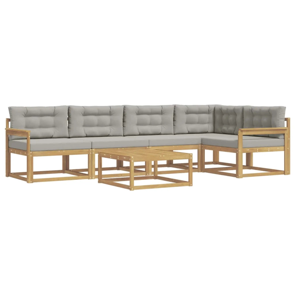 Set di divani da esterno 6 pz Bianco e Grigio Chiaro Poliestere 3386470