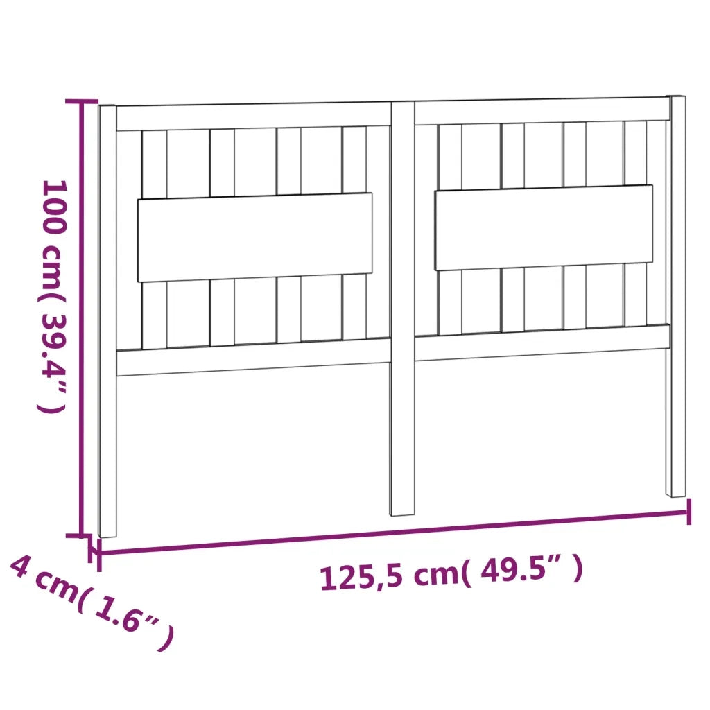 Testiera per Letto Nera 125,5x4x100cm in Legno Massello di Pino