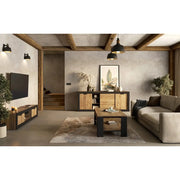 Pack Salotto Loft MEUNIER – Mobile TV, buffet & tavolino in Rovere Samdal & Nero Opaco