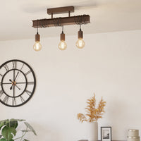 Plafoniera Industrial Townshend 4 3 Luci Acciaio Marrone Invecchiato