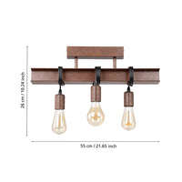 Plafoniera Industrial Townshend 4 3 Luci Acciaio Marrone Invecchiato