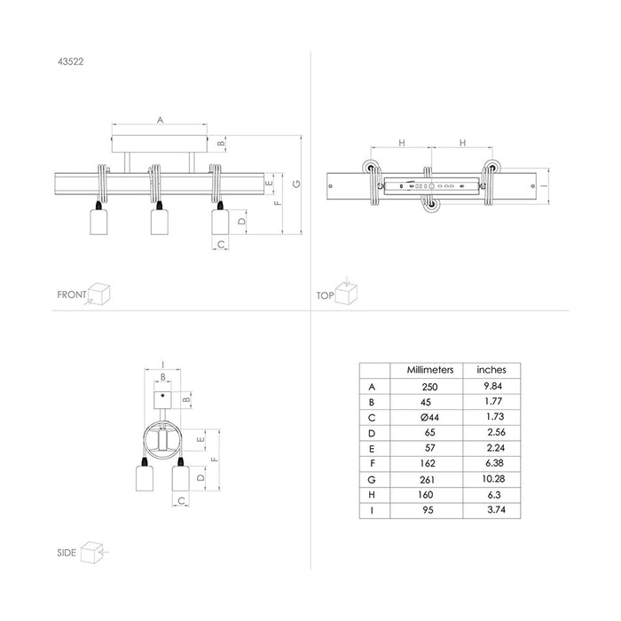 Plafoniera Industrial Townshend 4 3 Luci Acciaio Marrone Invecchiato