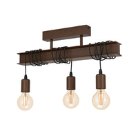 Plafoniera Industrial Townshend 4 3 Luci Acciaio Marrone Invecchiato