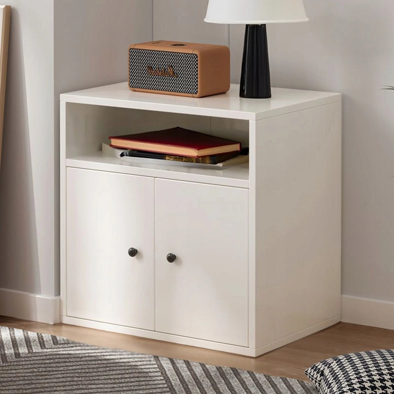 Libreria a colonna bianca con 2 ante, cassettiera, mobile, stile loft scandinavo moderno ed elegante