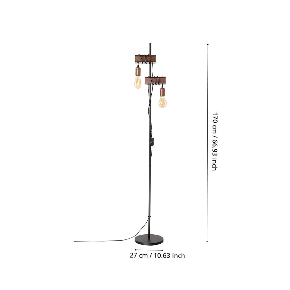 Piantana Industrial Townshend 4 2 Luci Acciaio Marrone Invecchiato E Nero